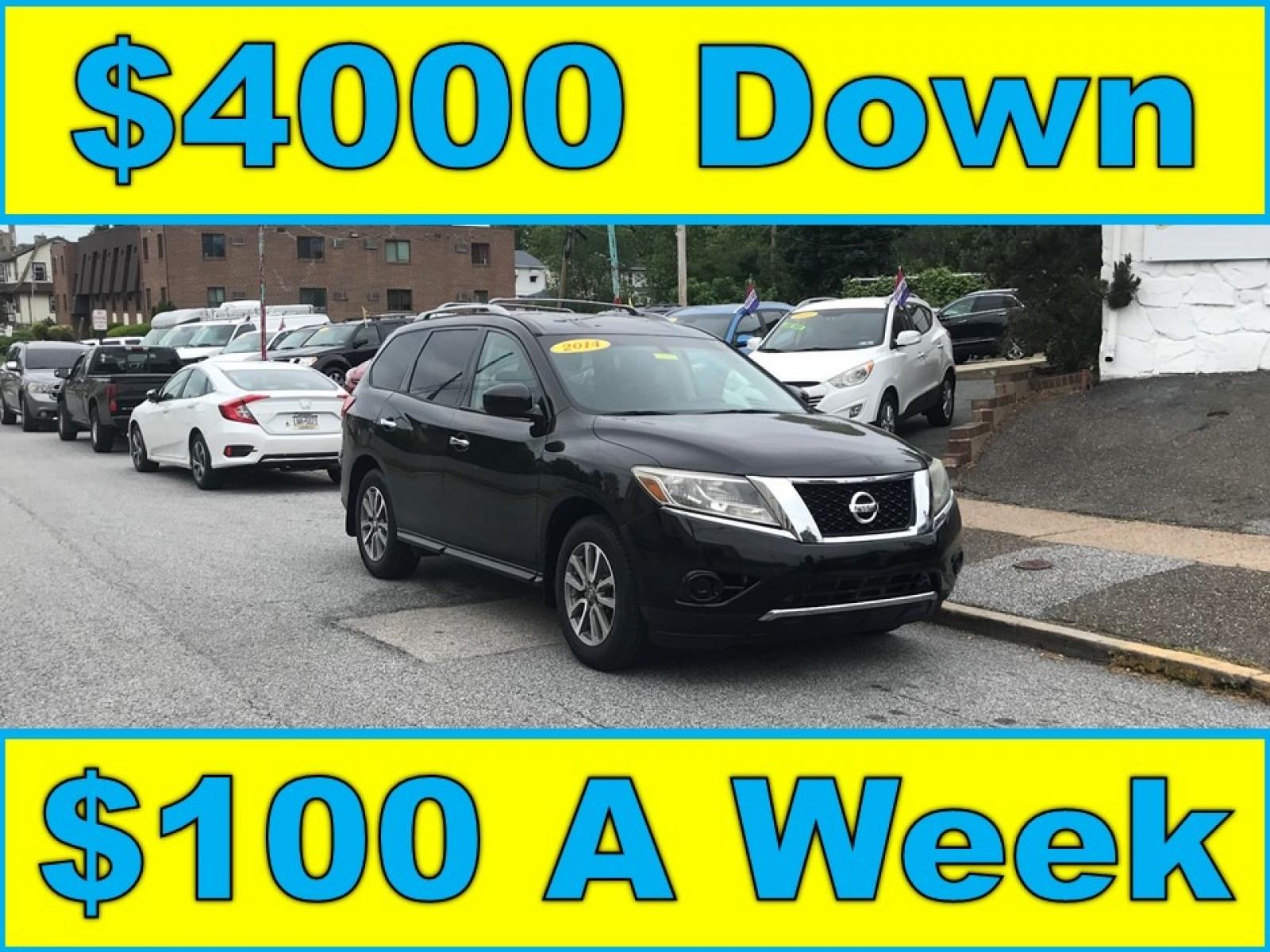 2014 Black /Black Nissan Pathfinder S (5N1AR2MM1EC) with an 3.5 V6 engine, Automatic transmission, located at 577 Chester Pike, Prospect Park, PA, 19076, (610) 237-1015, 39.886154, -75.302338 - 2014 Nissan Pathfinder: Only 108k miles, 3rd row seating, 4x4, new PA inspection, runs LIKE NEW! This vehicle comes inspected and has been given a bumper to bumper safety check. It is very clean, reliable, and well maintained. We offer a unique pay plan that is known for being the easiest and fas - Photo #0
